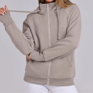 Women’s Zip-Up Hoodie Jacket - Taupe